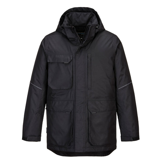 Portwest KX3 Parka Jacket KX360 – black insulated parka for cold-weather industrial use