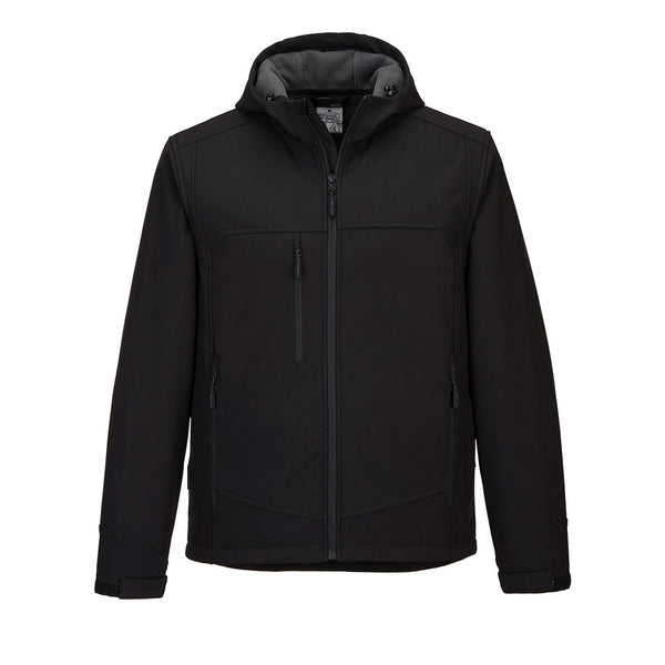 Portwest KX3 Hooded Softshell Jacket 3L KX362 – black windproof hooded softshell for jobsite use