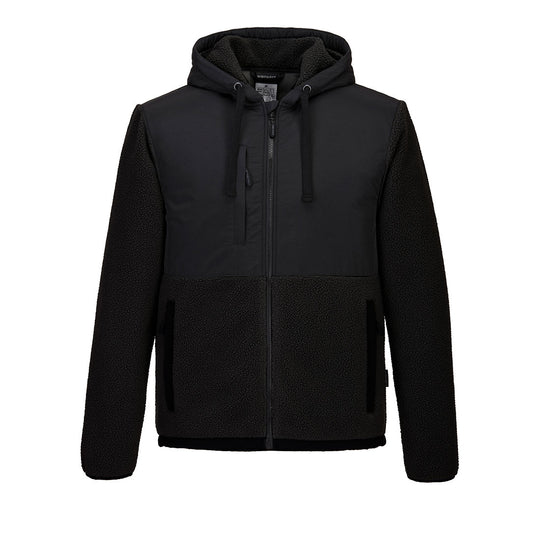 black fleece jacket with full zip and thermal lining for workwear
