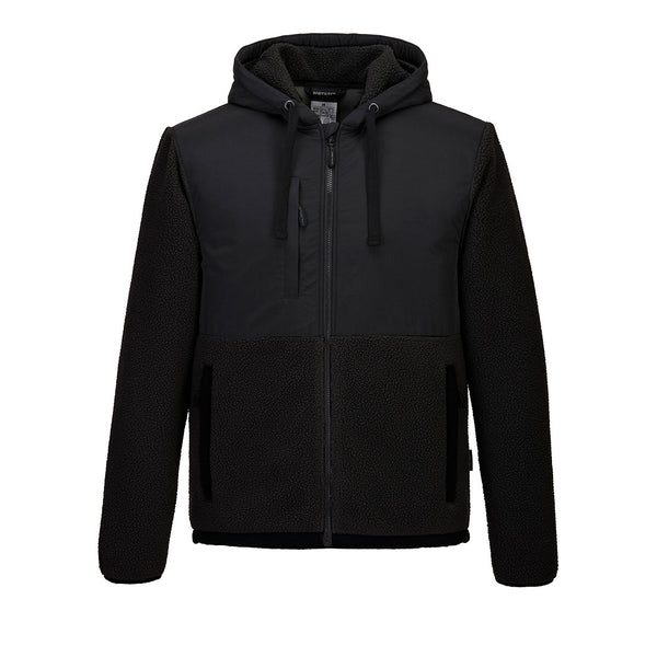 black fleece jacket with full zip and thermal lining for workwear