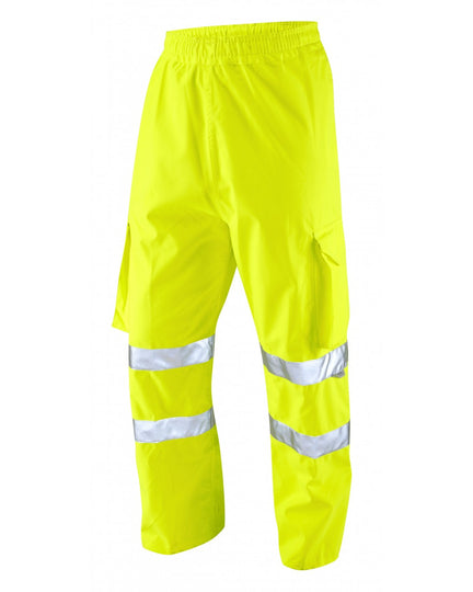 Leo Workwear Instow yellow high-visibility Breathable Cargo for dependable safety in all work conditions