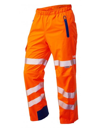 Leo Workwear Lundy orange High Performance Waterproof Trousers for superior protection and workplace safety