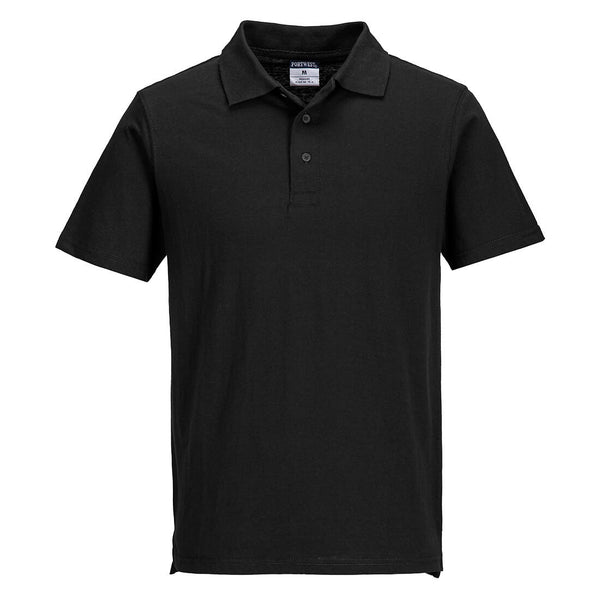 Portwest Lightweight Jersey Polo Shirt L210 – black short-sleeve breathable polo for teamwear