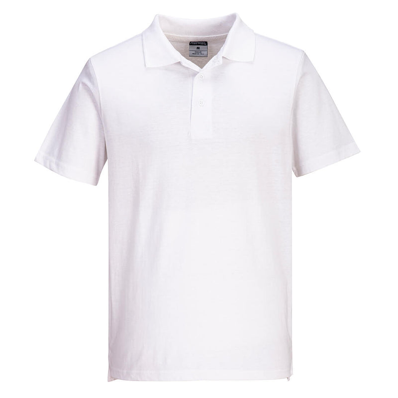 Portwest Lightweight Jersey Polo Shirt L210 – white polo shirt with relaxed fit and breathable fabric