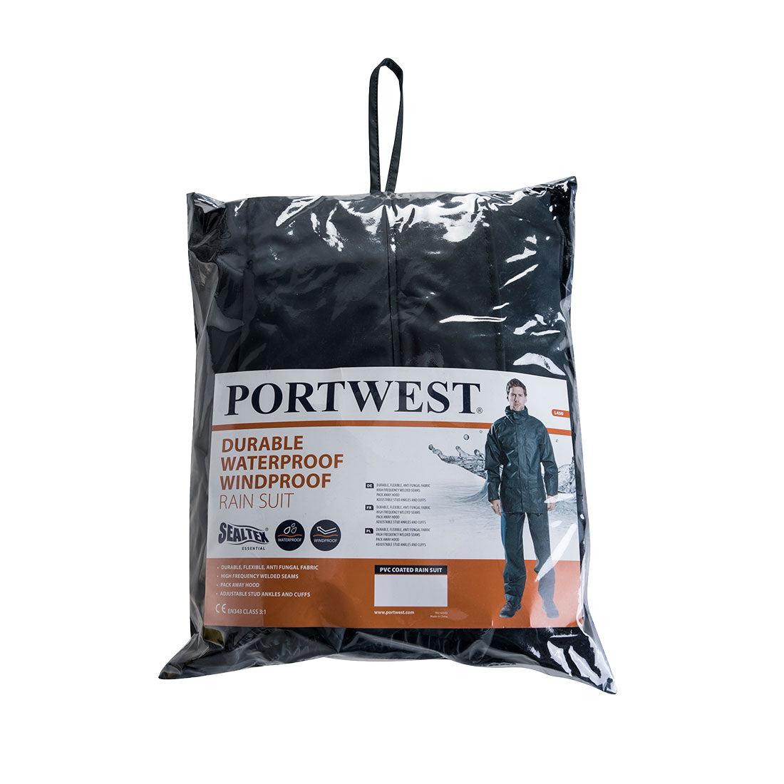 Portwest Sealtex Essential Rainsuit 2-Piece L450 – navy rainwear set with durable waterproof shell