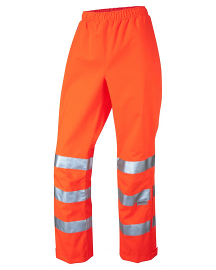 Leo Workwear Hannaford orange Breathable Womens Overtrousers for superior visibility and weather protection