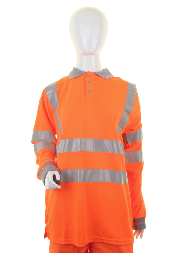 Beeswift Ladies Hi-Vis Long Sleeve Polo Shirt