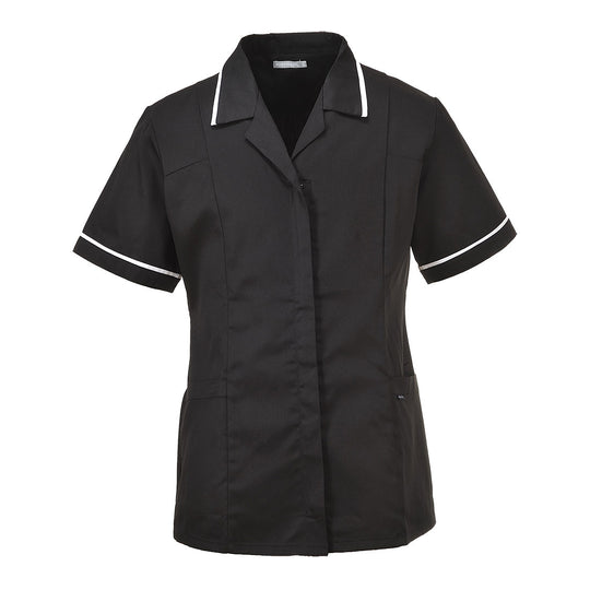 black traditional tunic for nurses, caregivers, or hospitality staff