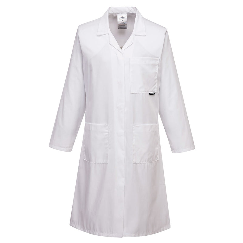 Portwest Women’s Standard Coat LW63 – white long-sleeve work coat for lab or medical settings