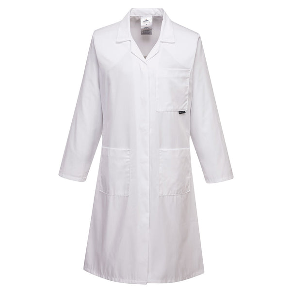 Portwest Women’s Standard Coat LW63 – white long-sleeve work coat for lab or medical settings