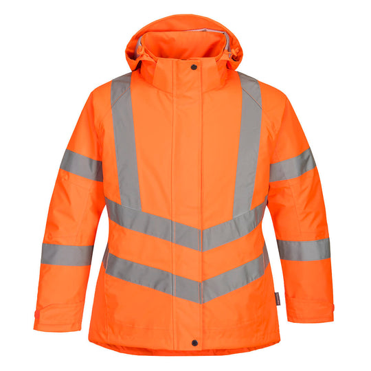 Portwest Hi-Vis Women’s Winter Jacket LW74 – orange insulated safety jacket with reflective tape