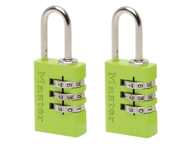 Master Lock Aluminium  3-Digit Combination 20mm Padlock Colour x 2