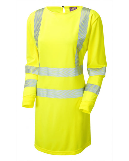Leo Workwear Women'S Class 3 Coolviz Ultra Modesty Tunic in yellow colour 