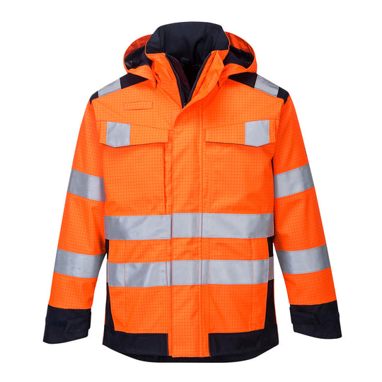 Portwest Modaflame Rain Arc Jacket MV70 – orange waterproof jacket with multi-norm protection