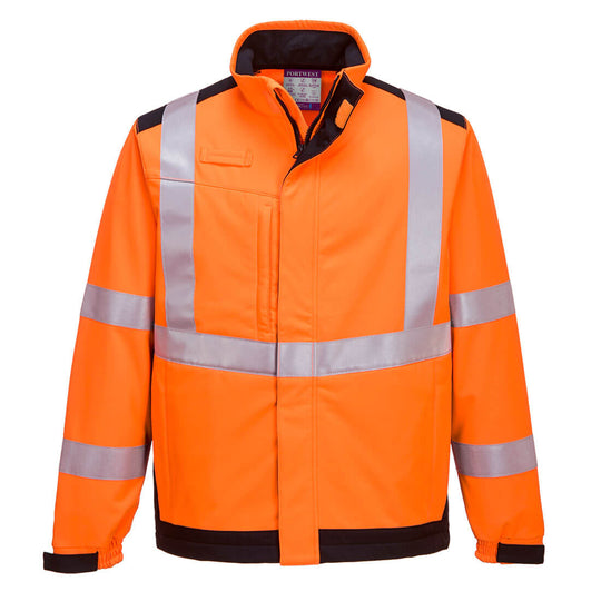 Portwest Arc Softshell Jacket MV72 – orange/navy flame and arc protection softshell jacket
