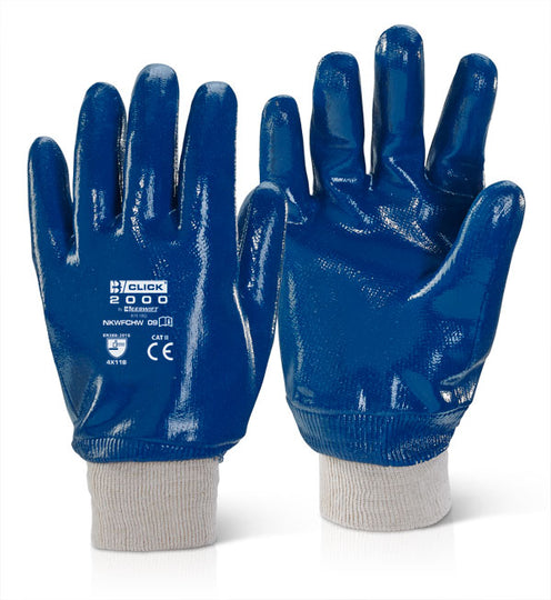 Beeswift Nitrile Knitted Wrist Fully Coated Heavy Weight Gloves - (Pack of 10)