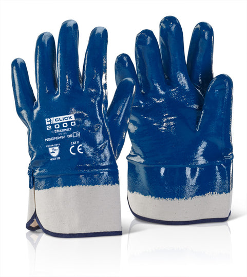 Beeswift Nitrile Safety Cuff Fully Coated Heavy Weight Gloves - (Pack of 10)