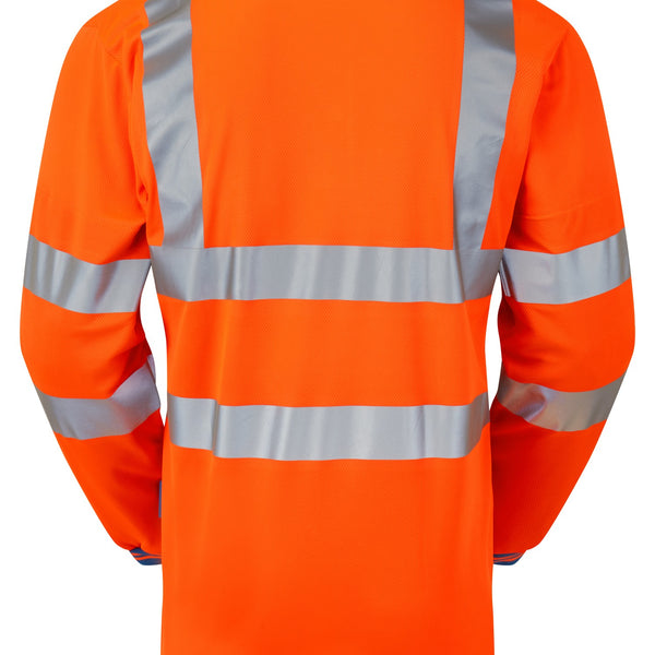 Pulsar Rail Spec Hi Vis Long Sleeve Cut Reinforced Polo Shirt - PR470 Orange