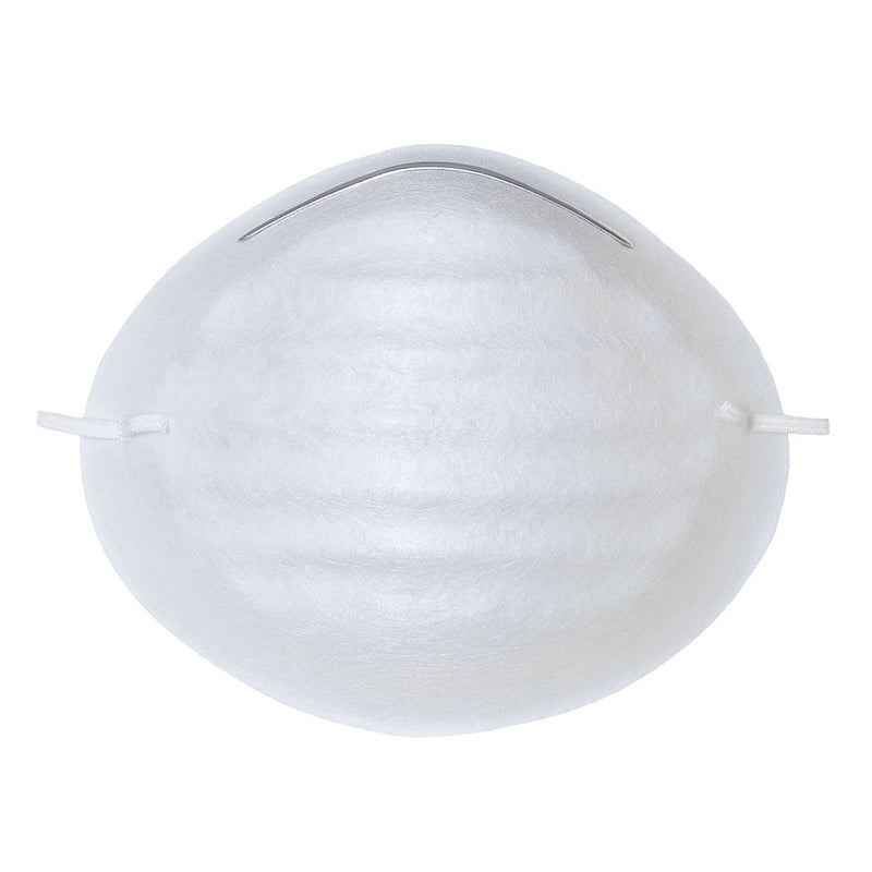 A basic, disposable white Portwest dust mask (P005) with an elasticated strap.