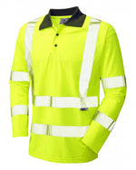 Leo Workwear Woolsery Iso 20471 Cl 3 Coolviz Sleeved Polo Shirt (Ecoviz) - thumbnail 2