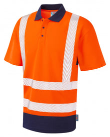 Leo Workwear Mortehoe Iso 20471 Cl 2 Dual Colour Coolviz Plus Polo Shirt