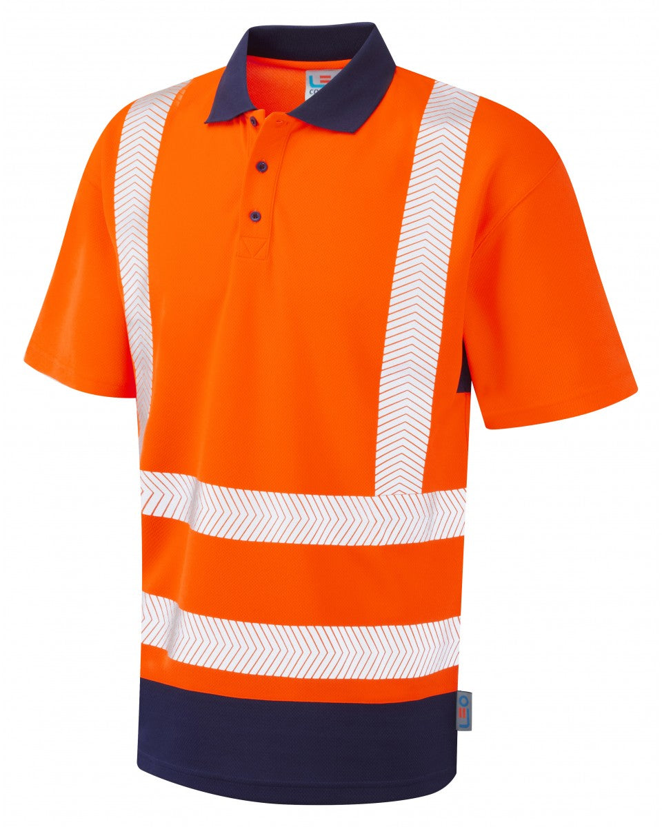 Leo Workwear Mortehoe Iso 20471 Cl 2 Dual Colour Coolviz Plus Polo Shirt