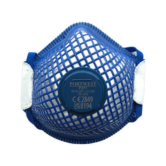 A Portwest Ergonet FFP2 respirator (P271) with a mesh shell for durability.