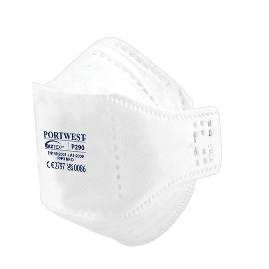 Portwest Eagle P290 FFP2 dolomite fold-flat respirator mask.