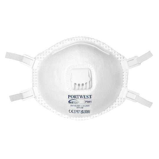 White Portwest P301 FFP3 valved cup respirator mask.