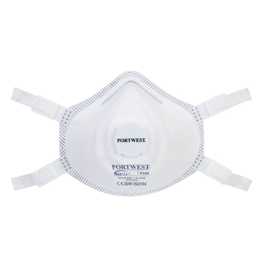 White Portwest P305 FFP3 premium valved dolomite respirator with comfort seal.