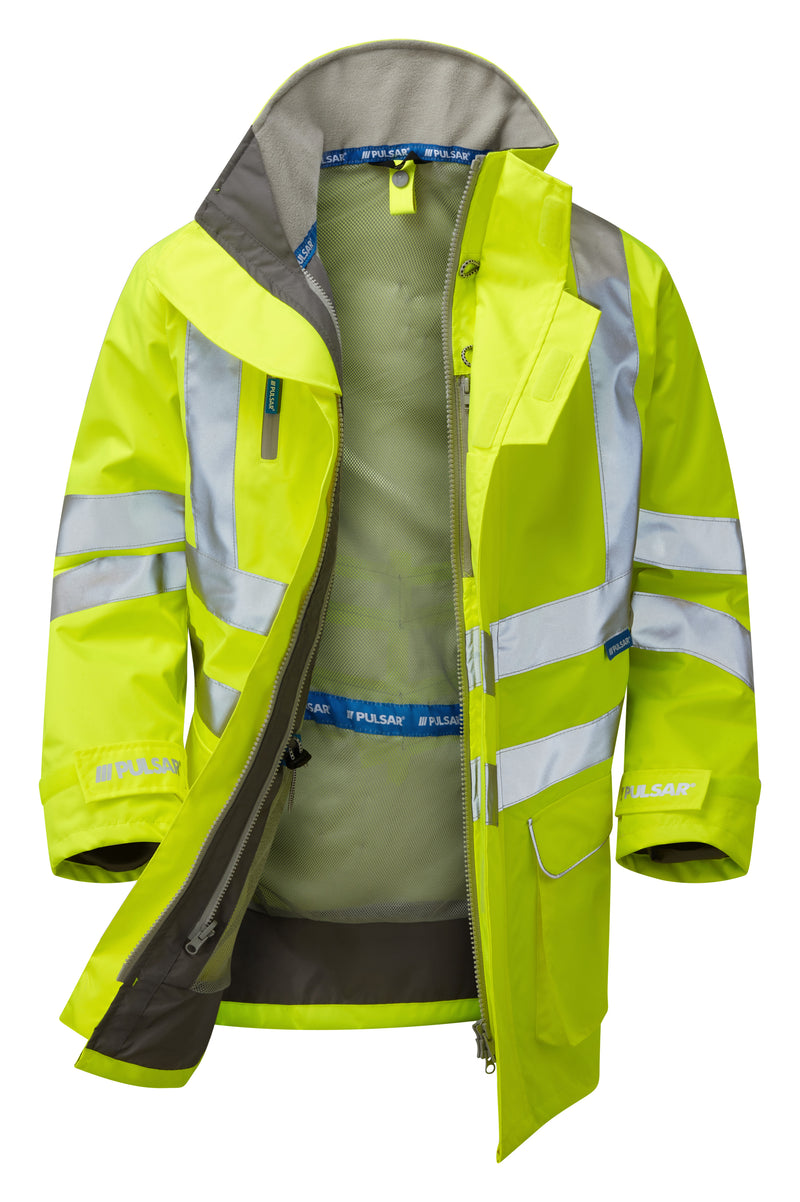 Pulsar Unlined Hi-Vis Storm Coat - P421 Yellow