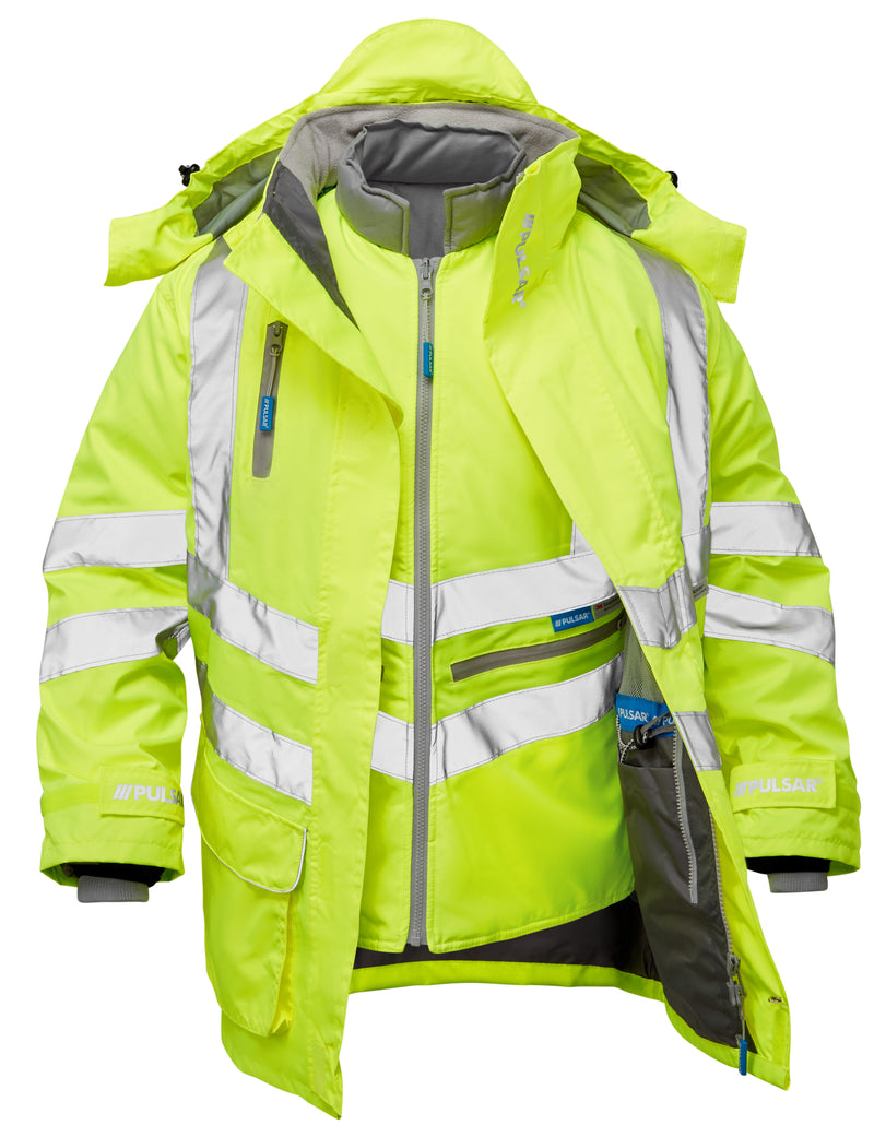 Pulsar 7 In 1 Hi-Vis Interactive Storm Coat & Body Warmer - PR487