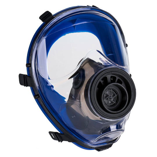 Blue Portwest Helsinki P516 full face mask with universal thread connection.