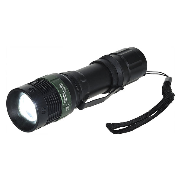 Black Portwest PA54 tactical LED torch with a durable metal body.
