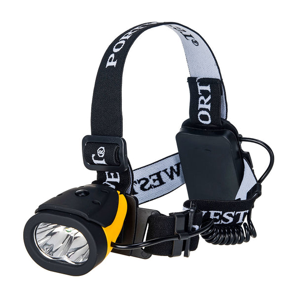 Portwest PA63 dual power LED head light with adjustable strap.