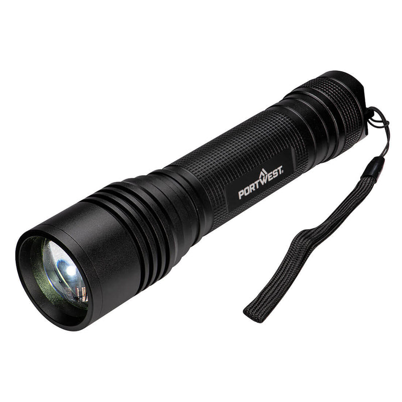 Black Portwest PA67 Taskforce security LED torch with a long barrel.