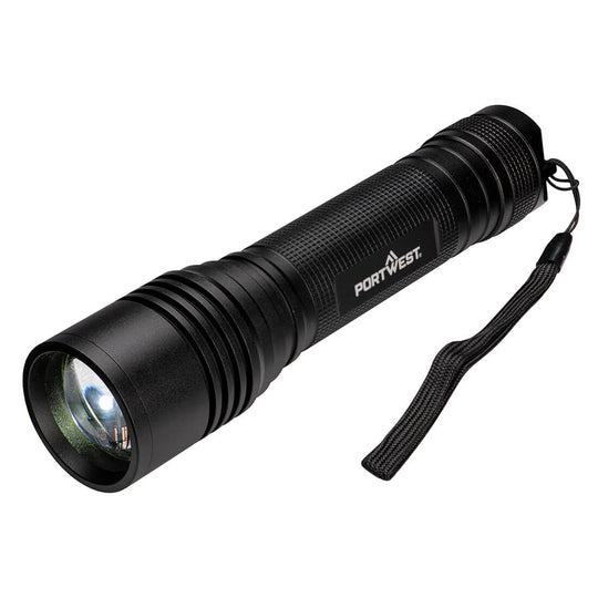 Black Portwest PA67 Taskforce security LED torch with a long barrel.