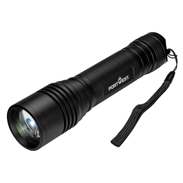 Black Portwest PA67 Taskforce security LED torch with a long barrel.