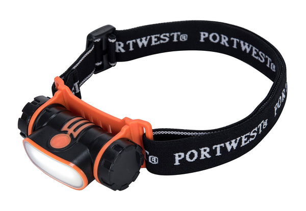 Portwest PA70 USB rechargeable LED head light with multiple modes.