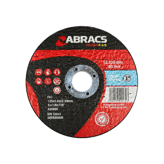 125mm flat profile metal cutting disc from the Abracs Proflex range.