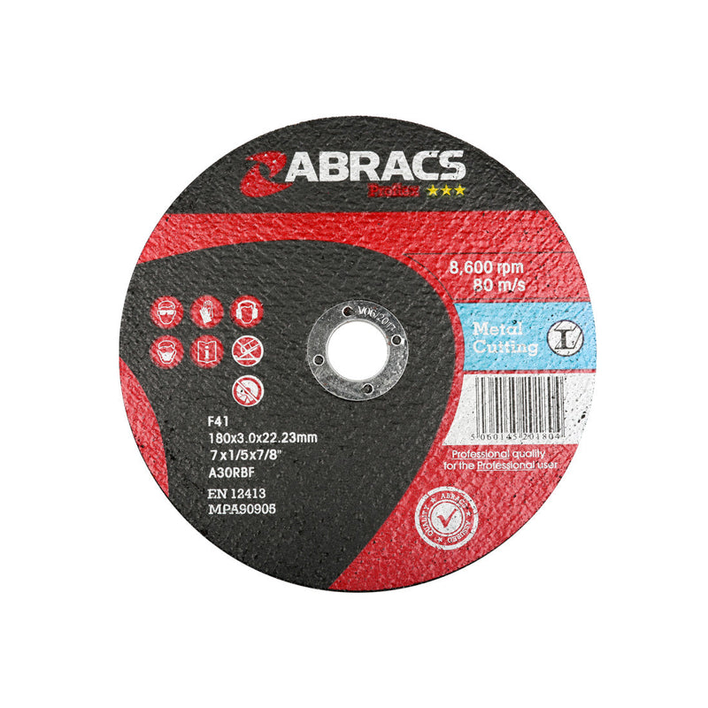 Large 180mm flat profile Proflex metal cutting disc from Abracs.