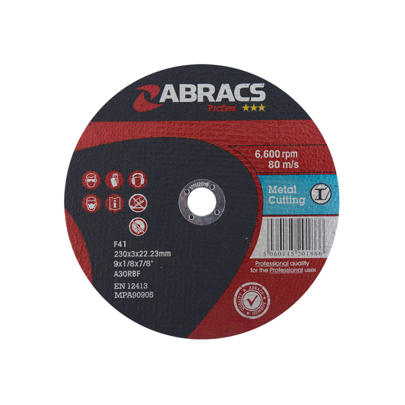 Large 230mm flat profile Proflex cutting disc for heavy-duty metal cutting.