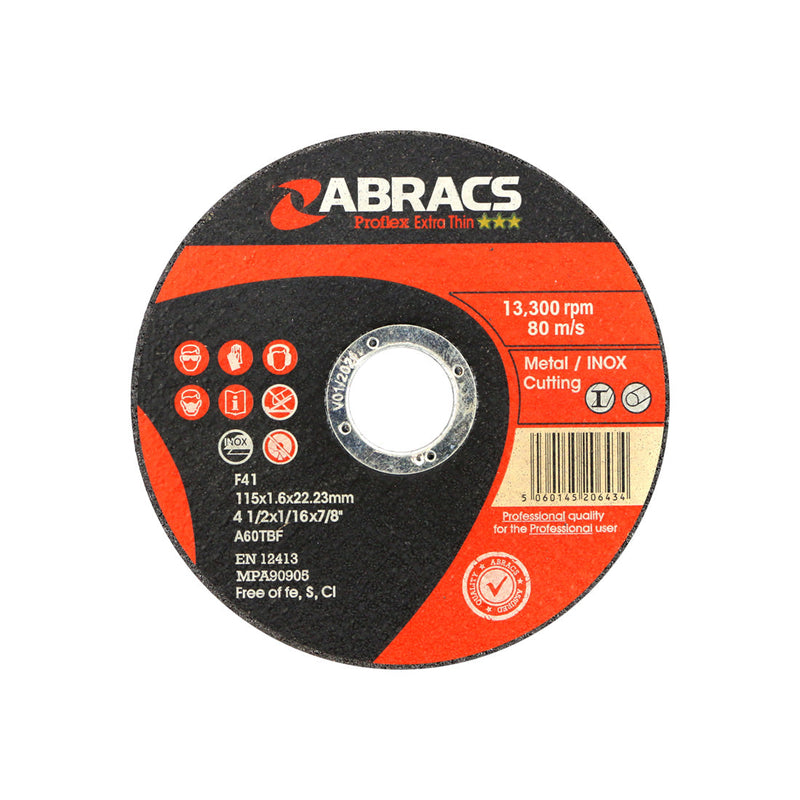 Abracs Proflex 115mm x 1.6mm extra-thin cutting disc for precision inox cutting.