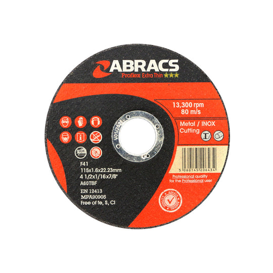 125mm x 1.0mm extra-thin Proflex cutting disc by Abracs for inox and steel.