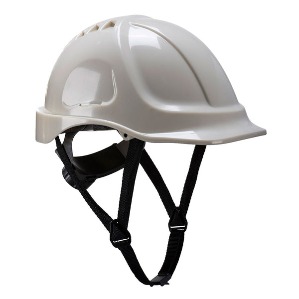 White Portwest Endurance PG54 safety helmet with Glowtex photoluminescence.