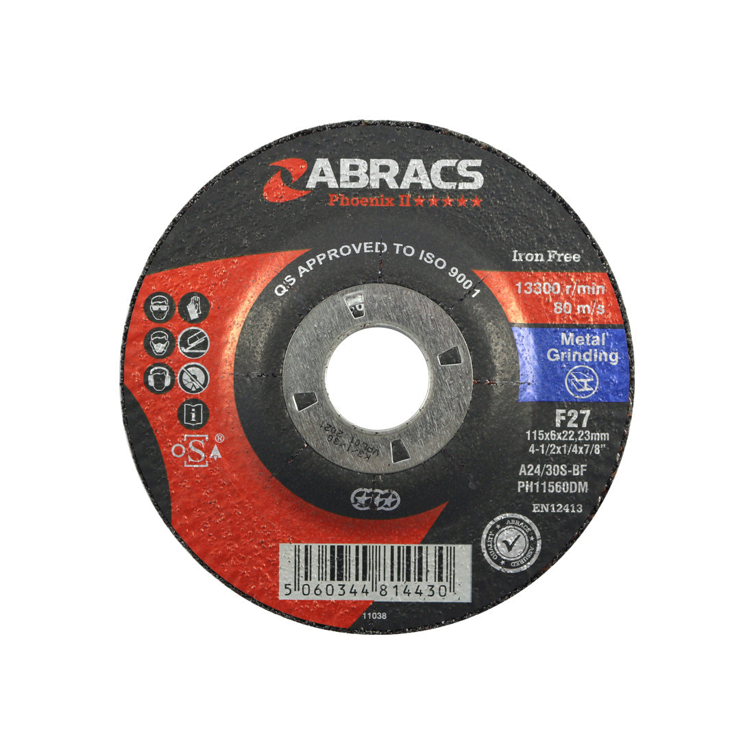 Abracs Phoenix II 115mm depressed-centre grinding disc for metal.