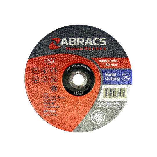 Large 230mm Phoenix II depressed-centre metal cutting disc from Abracs.