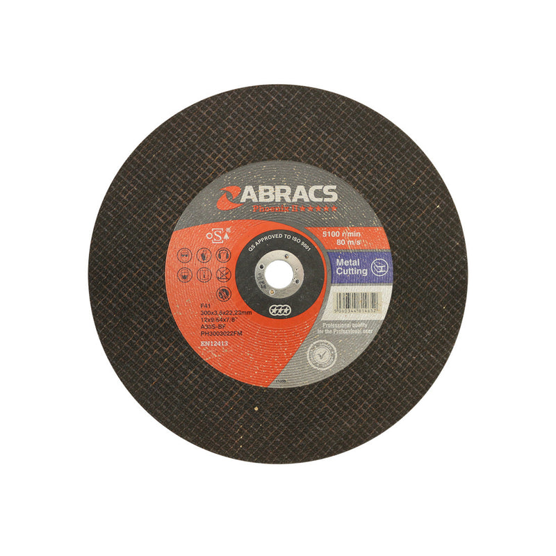 Abracs Phoenix II 300mm flat profile metal cutting disc with a 22mm bore.