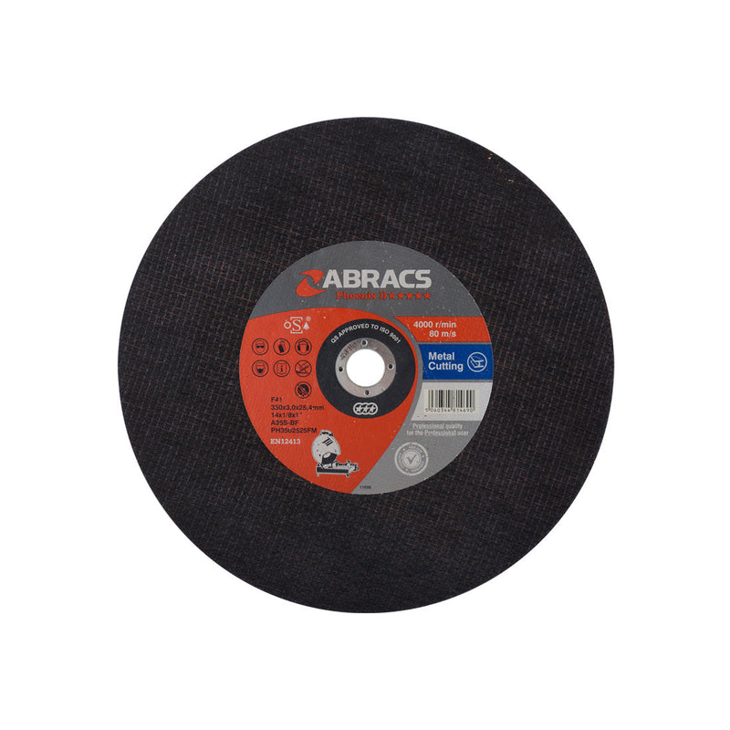 Abracs Phoenix 350mm flat metal cutting disc for chop saws.