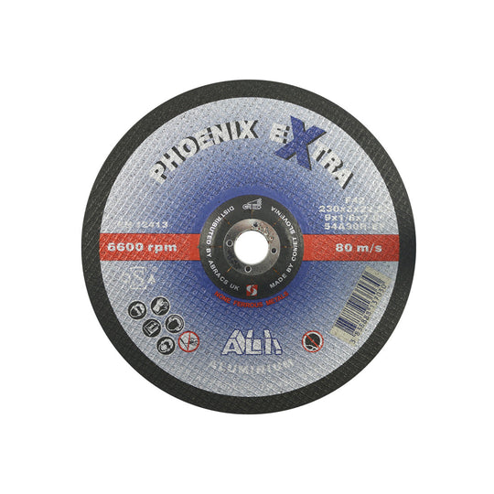 Abracs Phoenix 230mm depressed-centre cutting disc designed for aluminium.